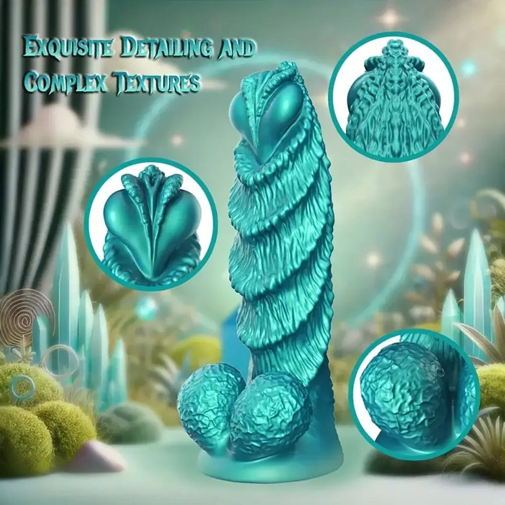 Green knotted fantasy silicone dildo, photo 9