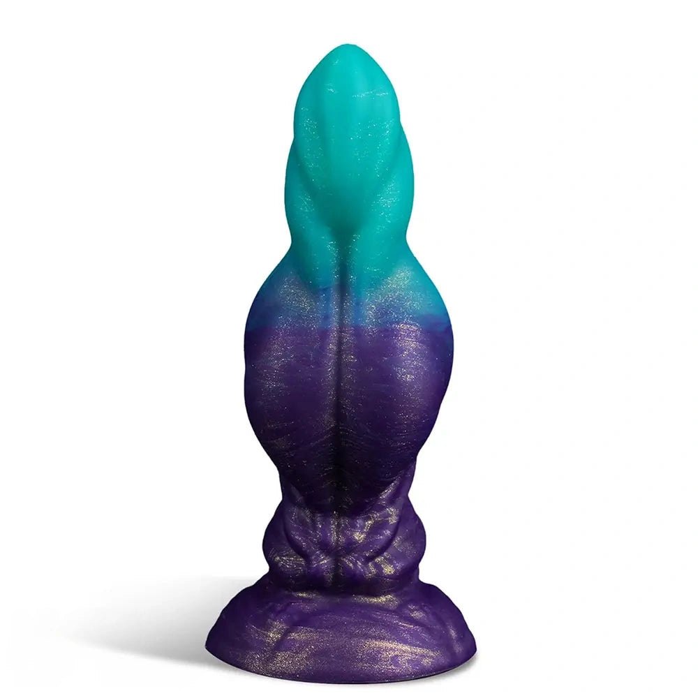 Teal to purple gradient silicone knotted animal dildo, photo 1