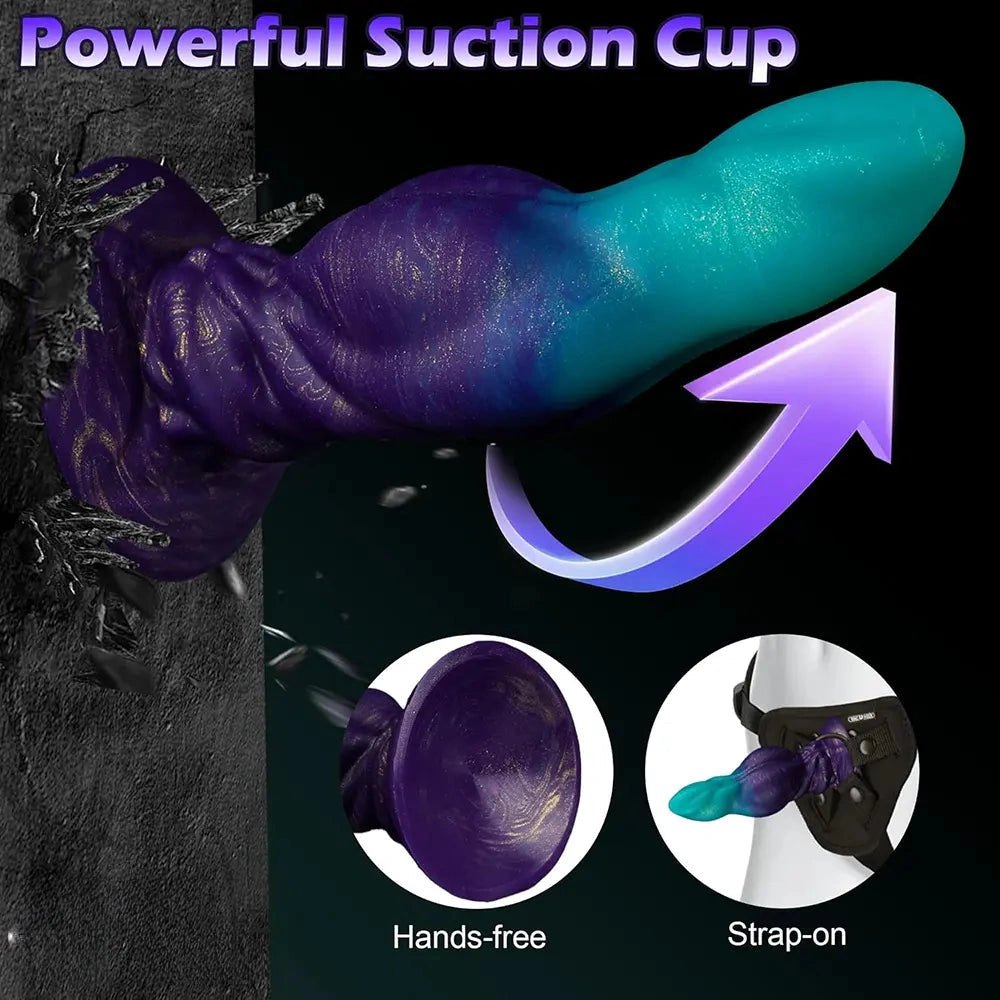 Teal to purple gradient silicone knotted animal dildo, photo 6