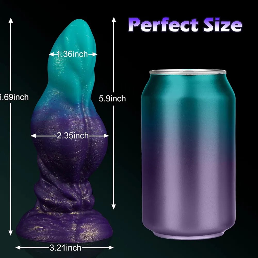 Teal to purple gradient silicone knotted animal dildo, photo 7