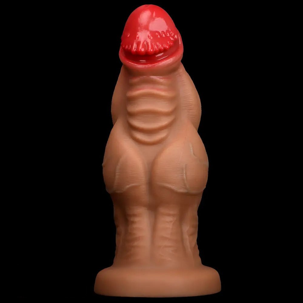 Knotted silicone fantasy dildo with veined texture, photo 2