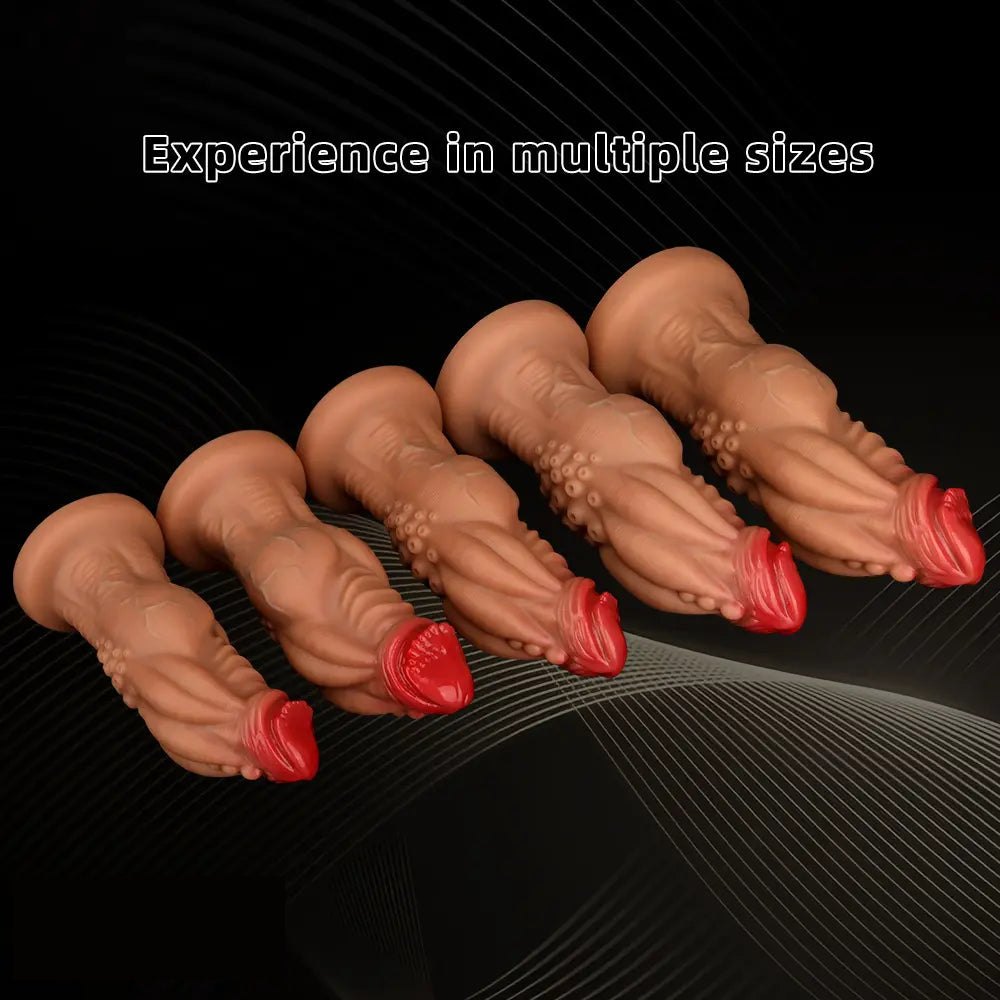Knotted silicone fantasy dildo with veined texture, photo 4