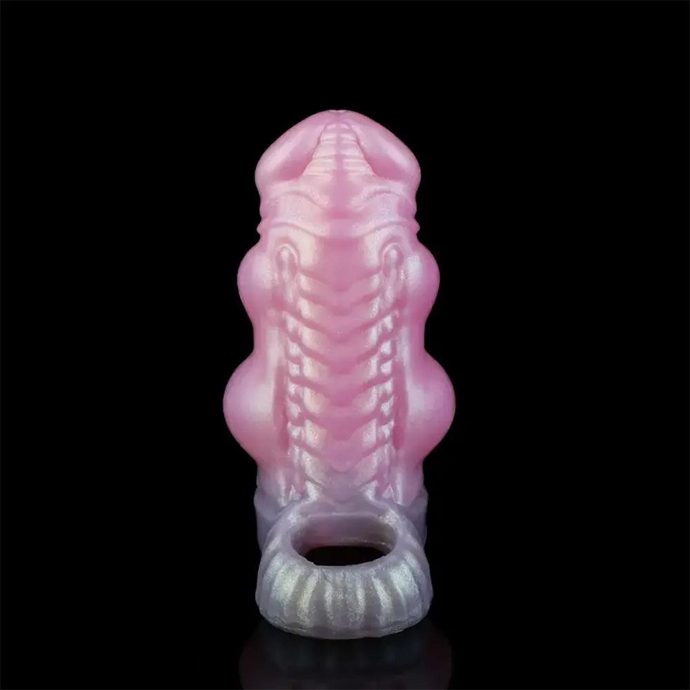 Silicone knotted cock extender, hollow sheath design, photo 1