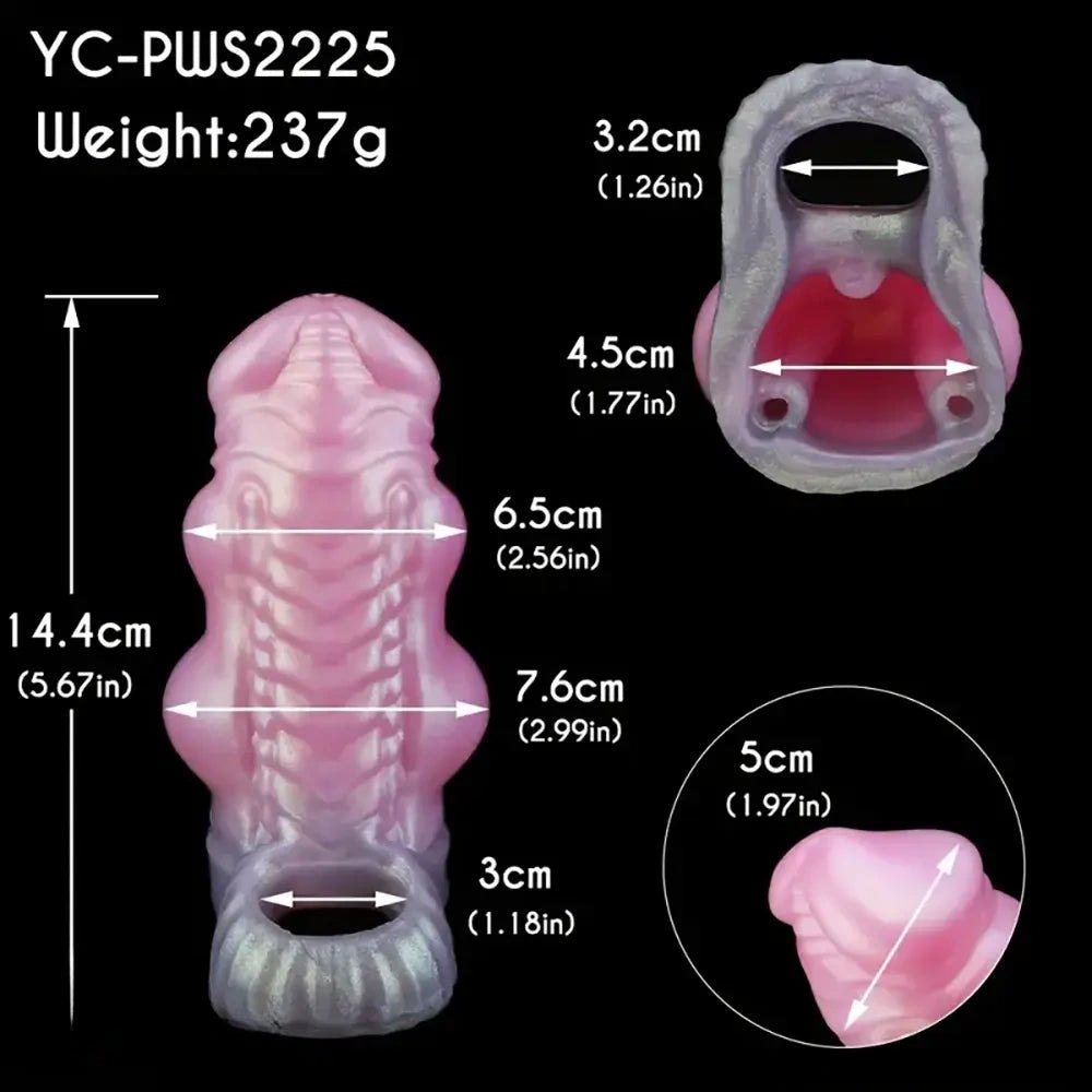 Silicone knotted cock extender, hollow sheath design, photo 11