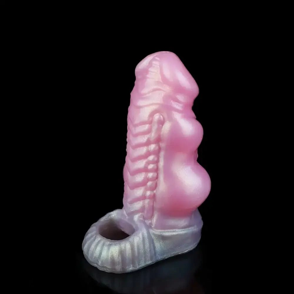 Silicone knotted cock extender, hollow sheath design, photo 3
