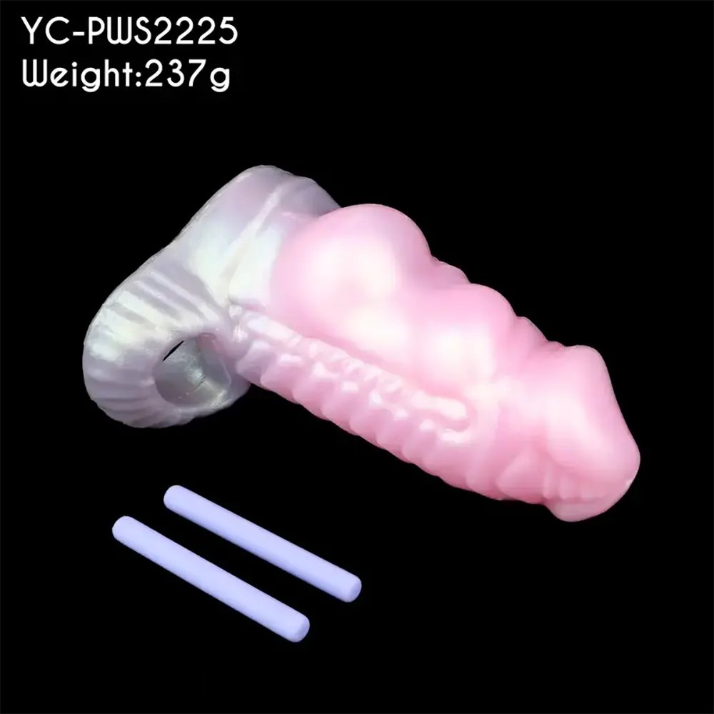 Silicone knotted cock extender, hollow sheath design, photo 6