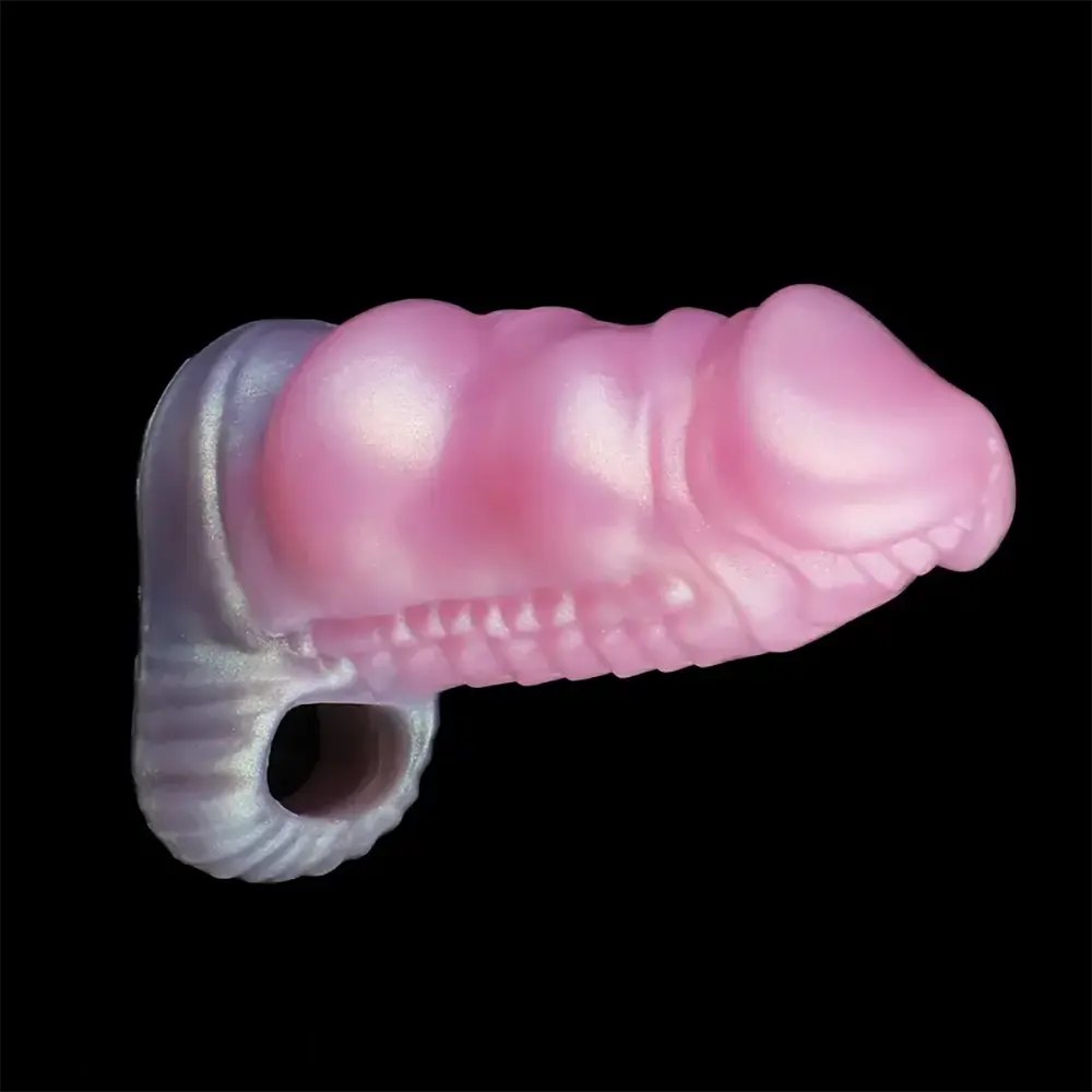 Silicone knotted cock extender, hollow sheath design, photo 8