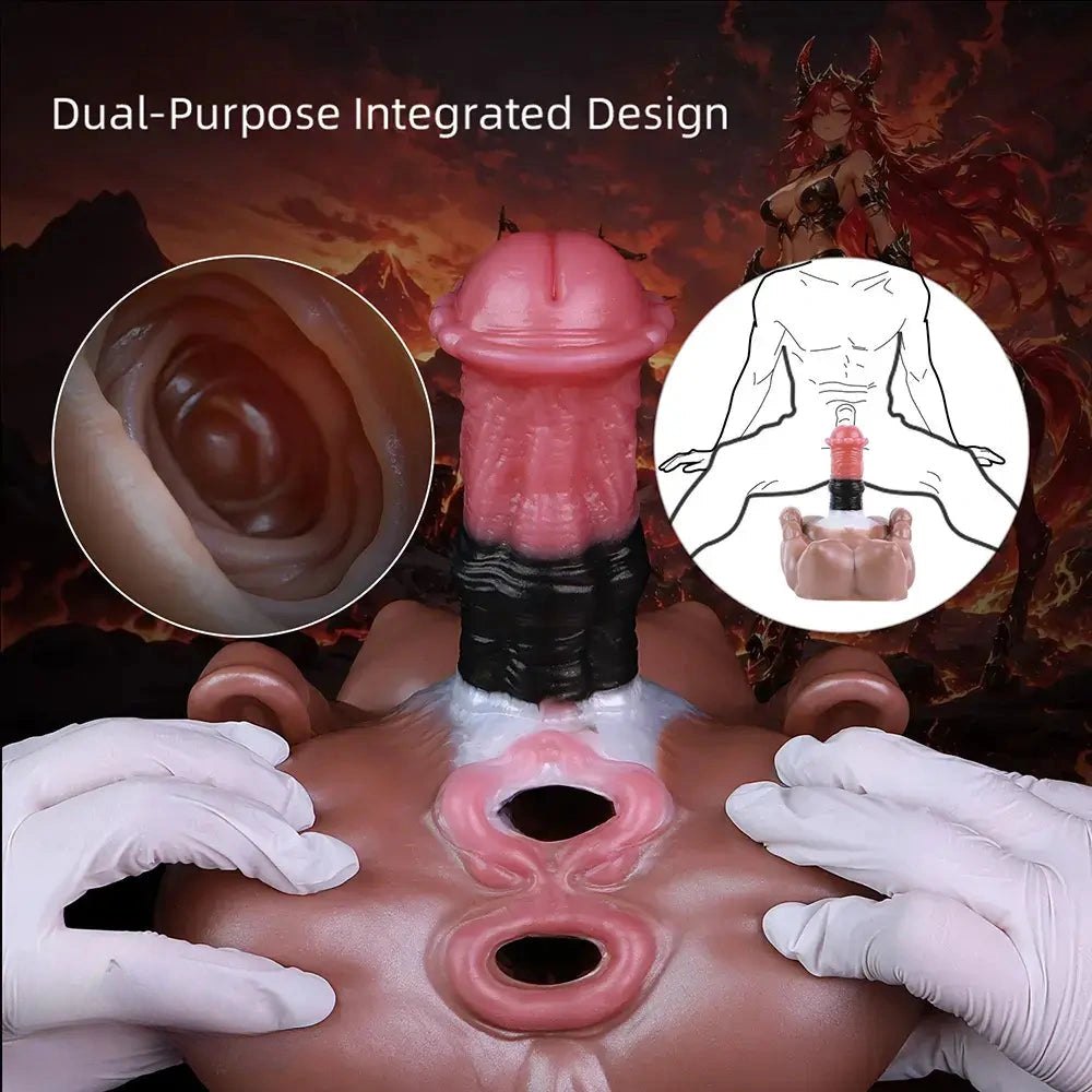 Mixed color silicone knotted horse dildo with animal base, photo 4