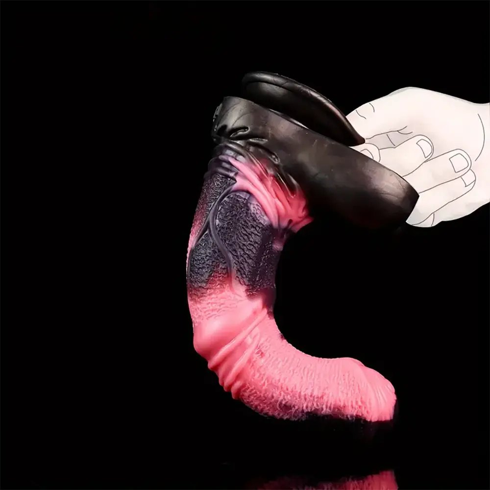 Pink and black knotted horse dildo, photo 10