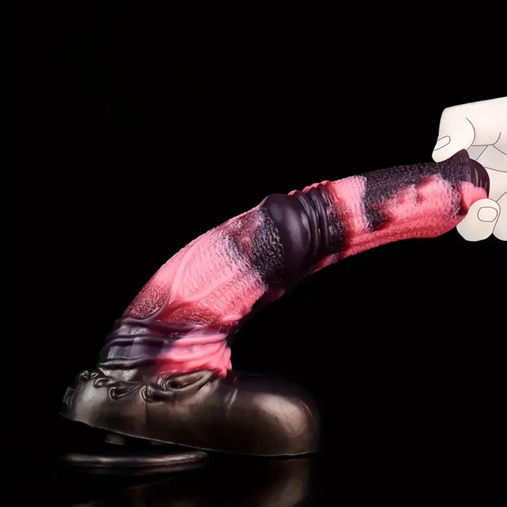 Pink and black knotted horse dildo, photo 11