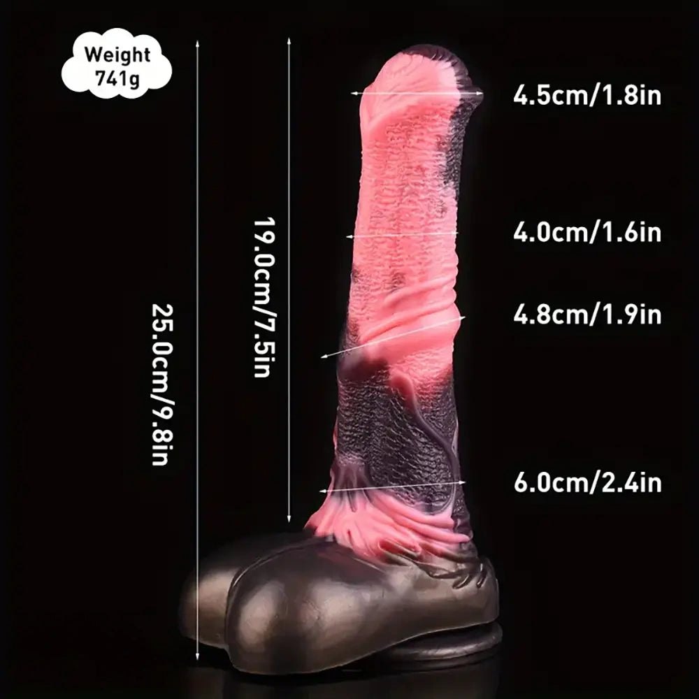 Pink and black knotted horse dildo, photo 4