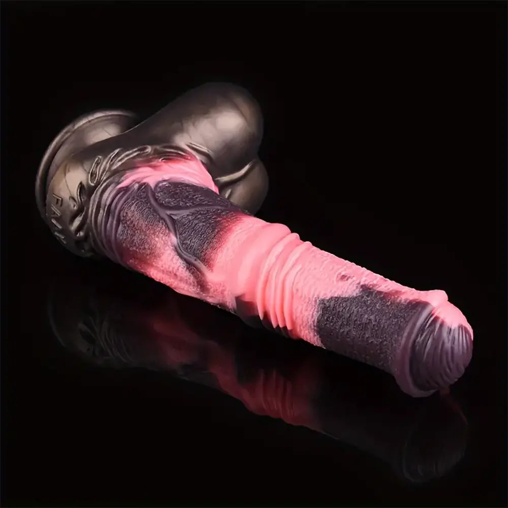 Pink and black knotted horse dildo, photo 8