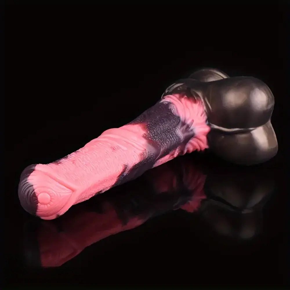 Pink and black knotted horse dildo, photo 9