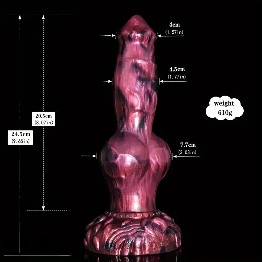 Marbled silicone knotted fantasy dildo, animal-inspired design, photo 10