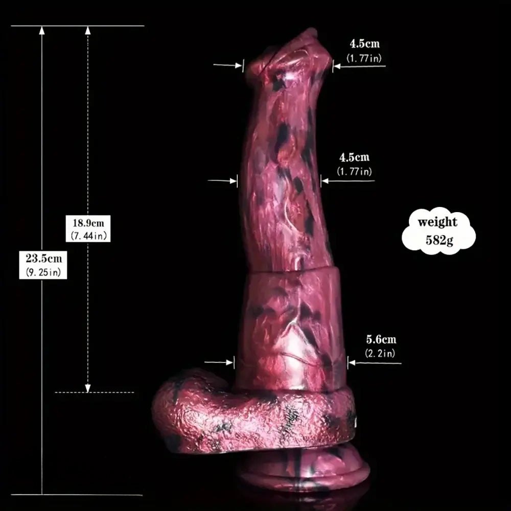 Marbled silicone knotted fantasy dildo, animal-inspired design, photo 11