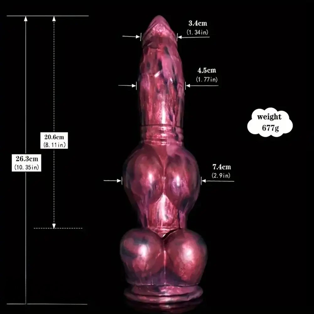 Marbled silicone knotted fantasy dildo, animal-inspired design, photo 12