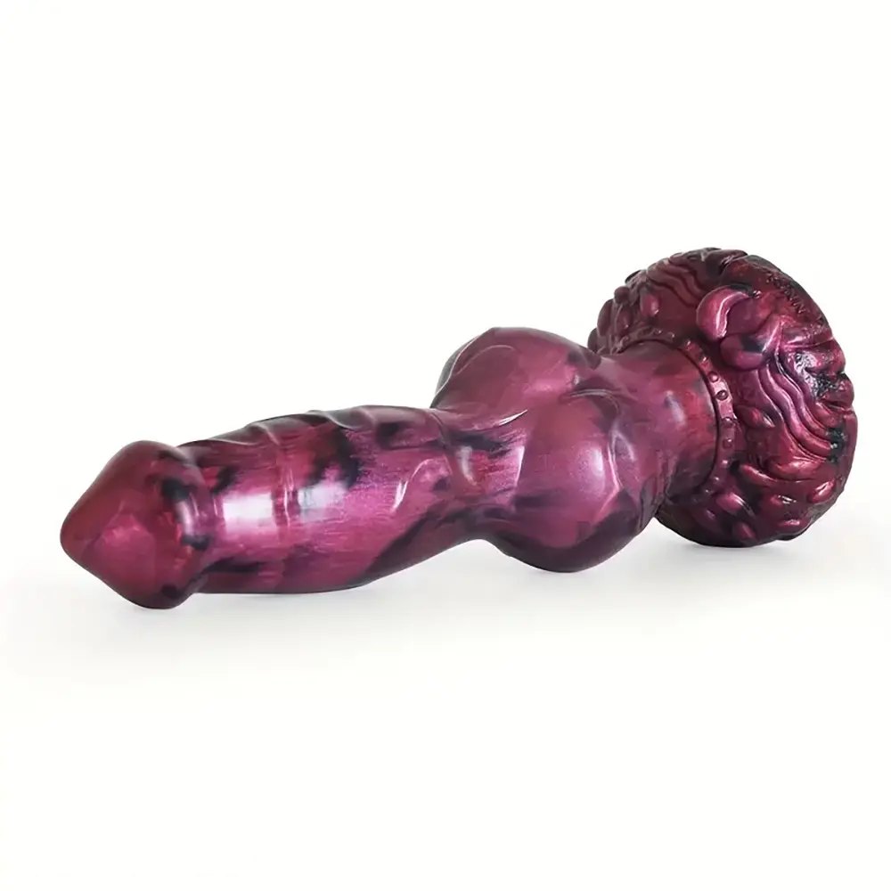 Marbled silicone knotted fantasy dildo, animal-inspired design, photo 14