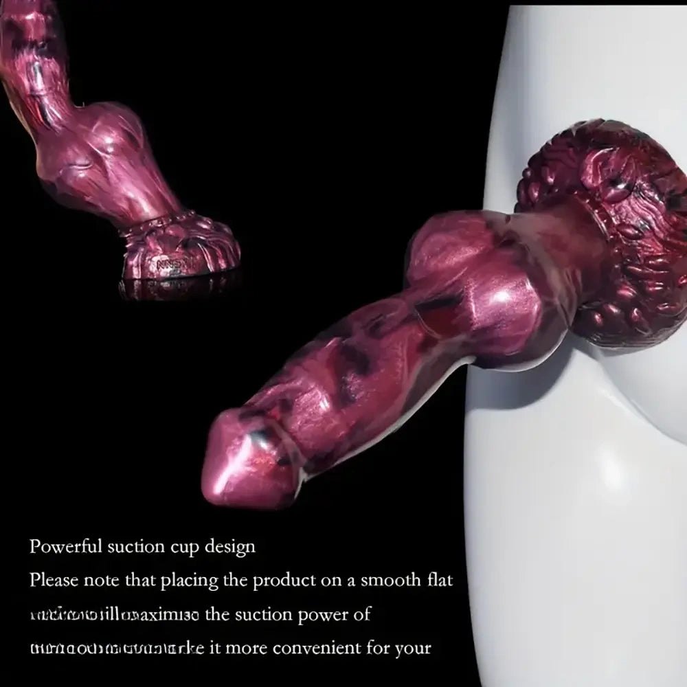 Marbled silicone knotted fantasy dildo, animal-inspired design, photo 15