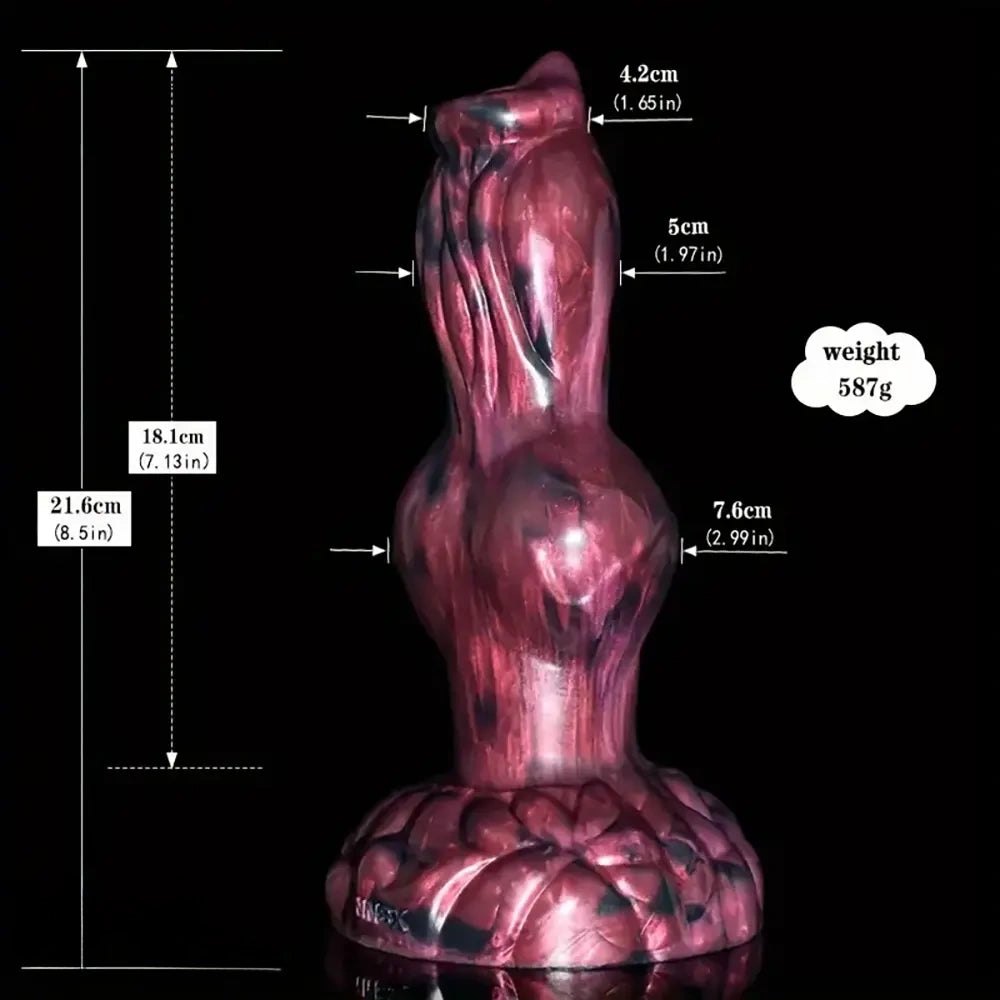 Marbled silicone knotted fantasy dildo, animal-inspired design, photo 16