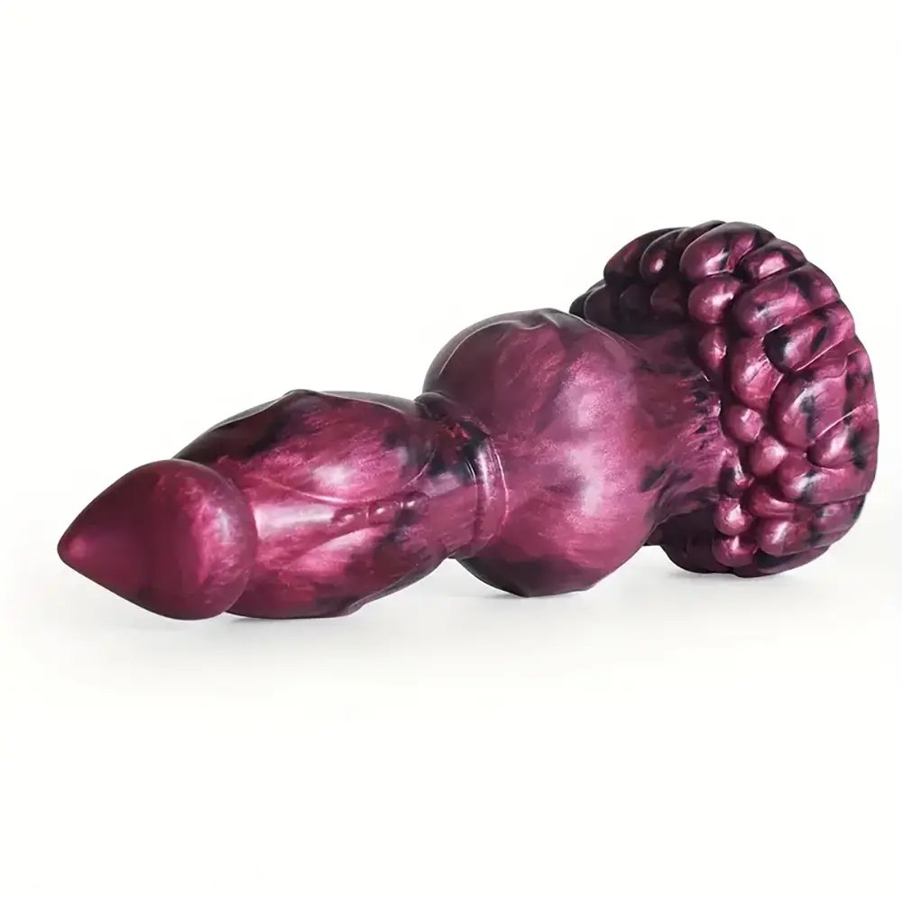 Marbled silicone knotted fantasy dildo, animal-inspired design, photo 2