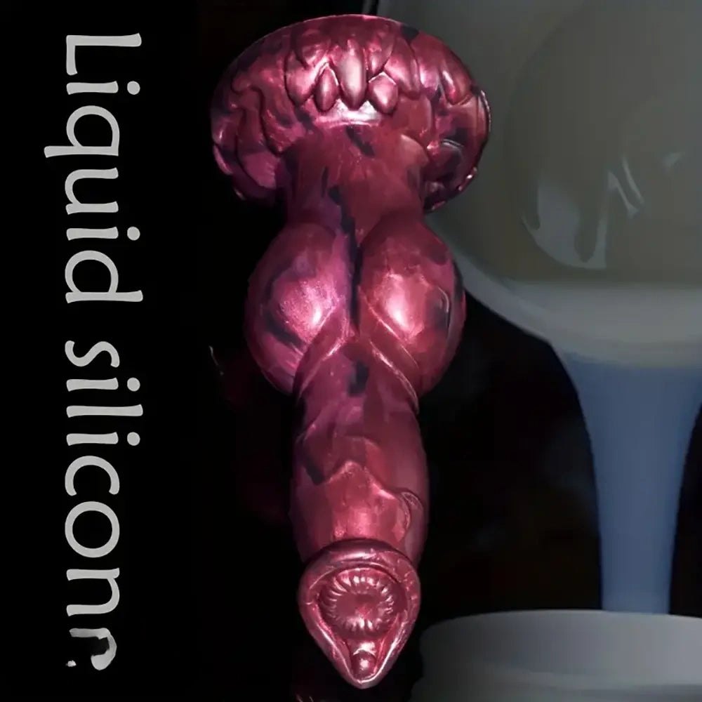 Marbled silicone knotted fantasy dildo, animal-inspired design, photo 5