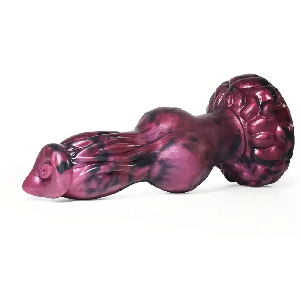 Marbled silicone knotted fantasy dildo, animal-inspired design, photo 6
