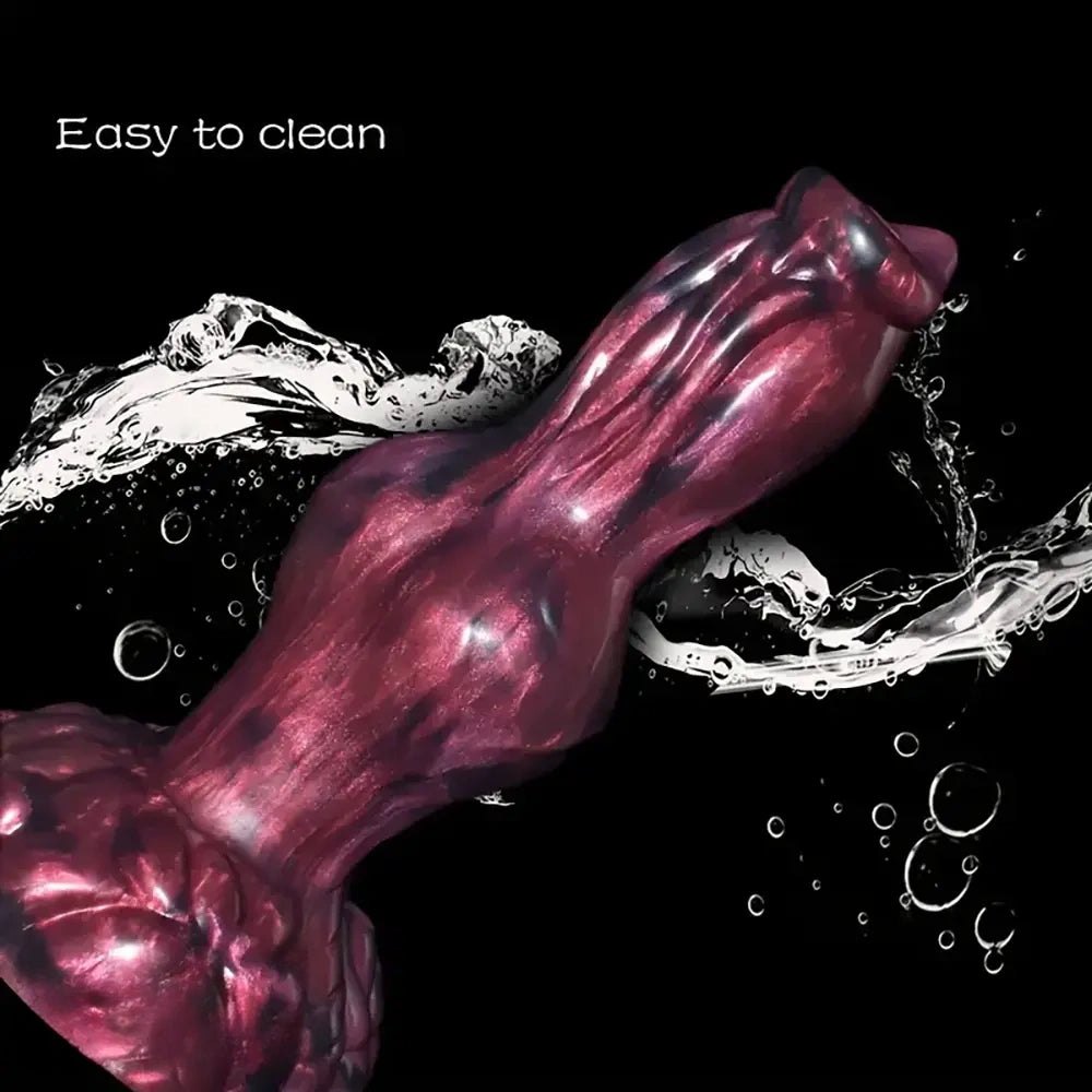 Marbled silicone knotted fantasy dildo, animal-inspired design, photo 7