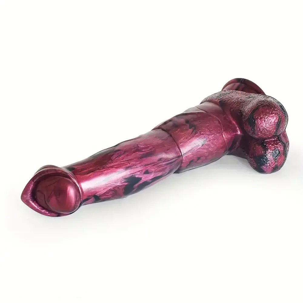 Marbled silicone knotted fantasy dildo, animal-inspired design, photo 8