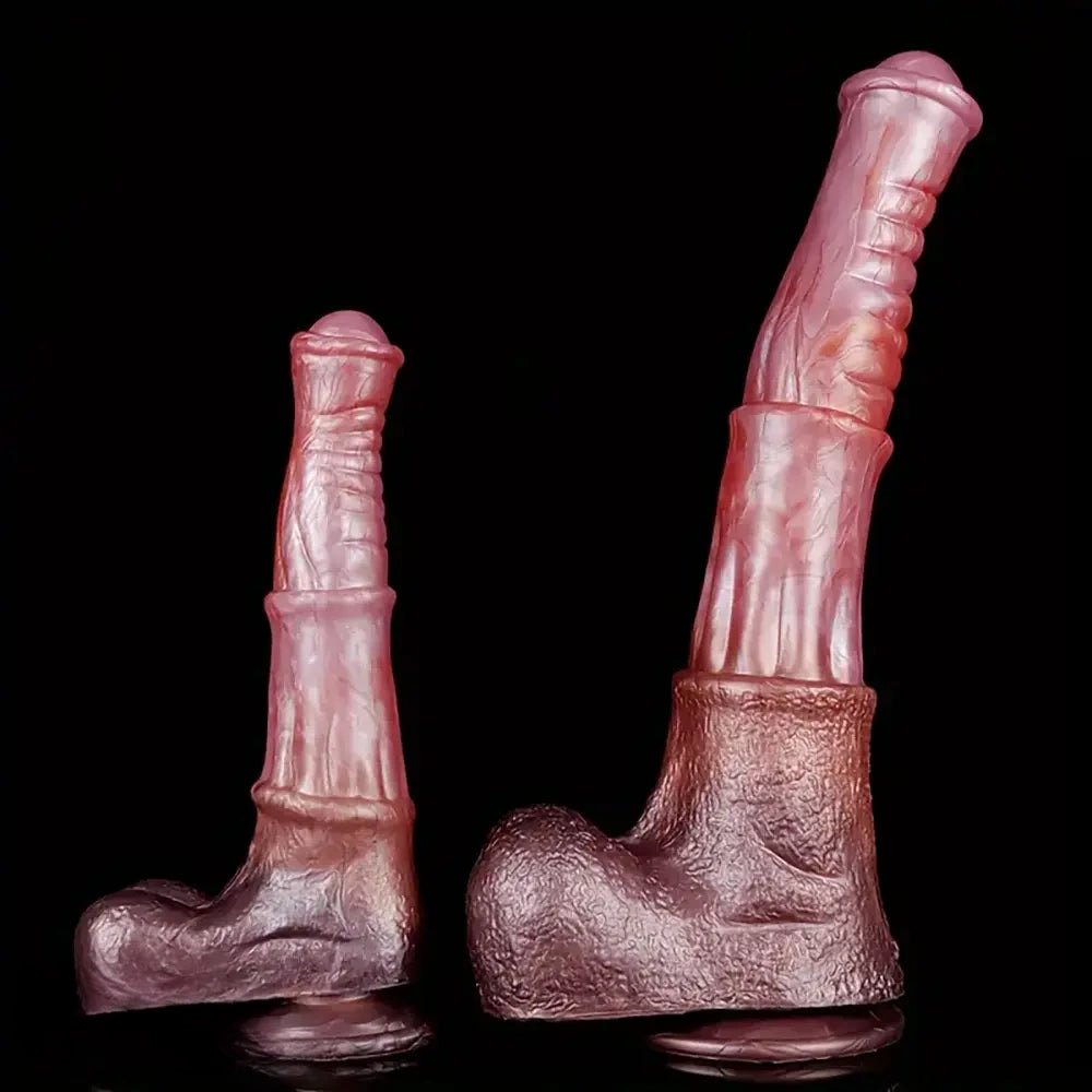 Knotted ribbed silicone horse dildo, photo 1