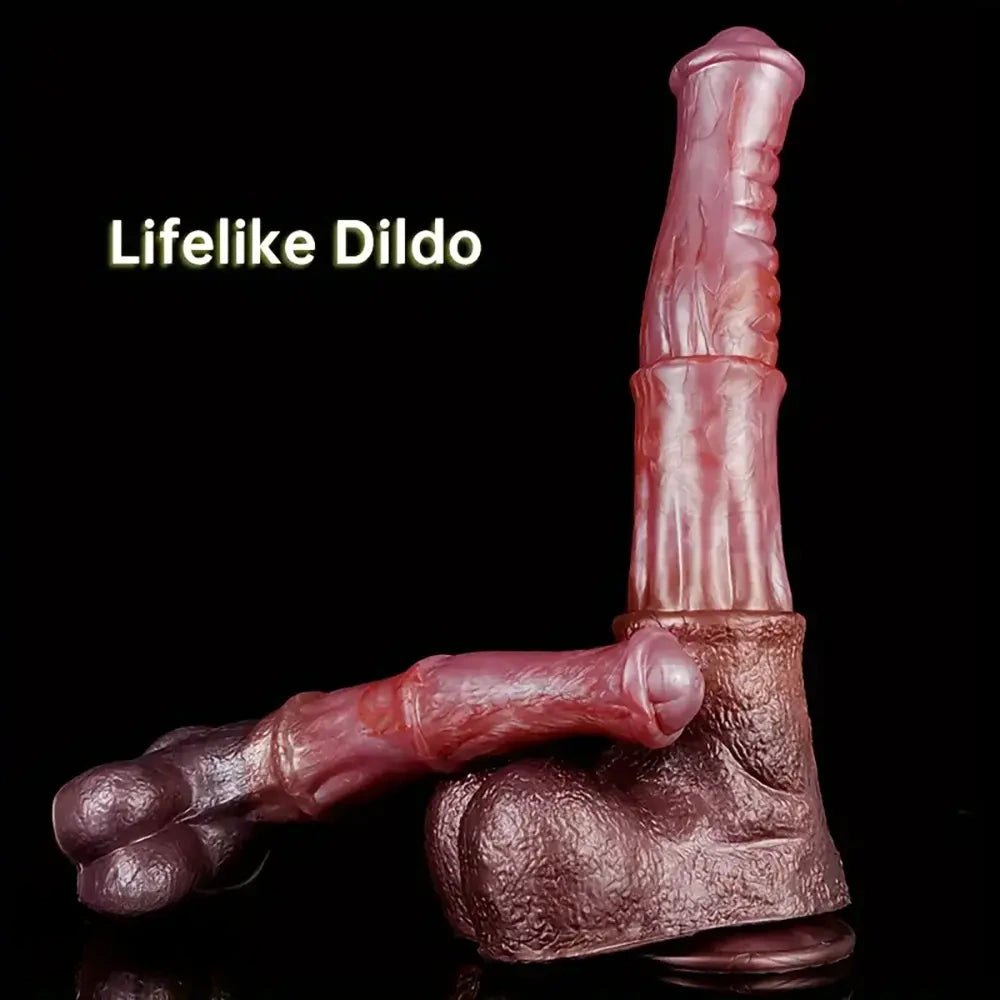 Knotted ribbed silicone horse dildo, photo 2
