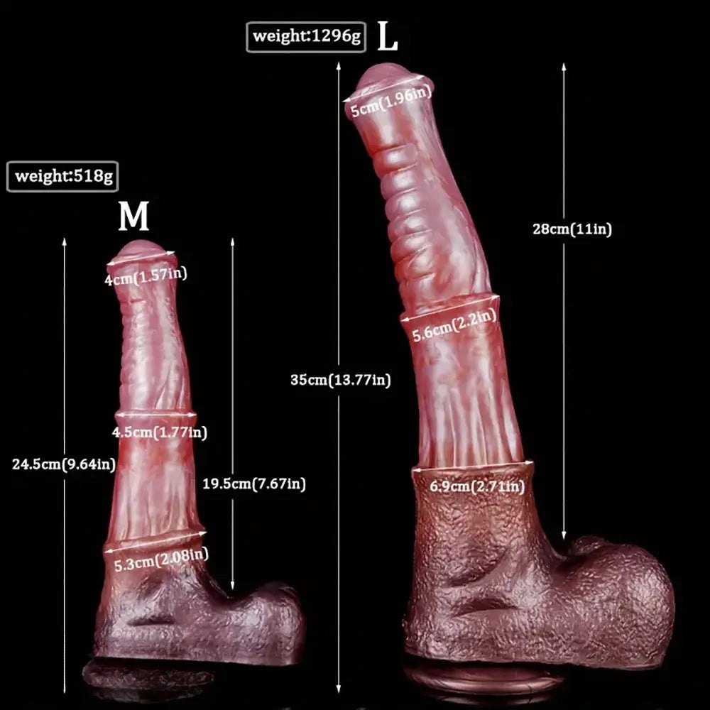 Knotted ribbed silicone horse dildo, photo 3
