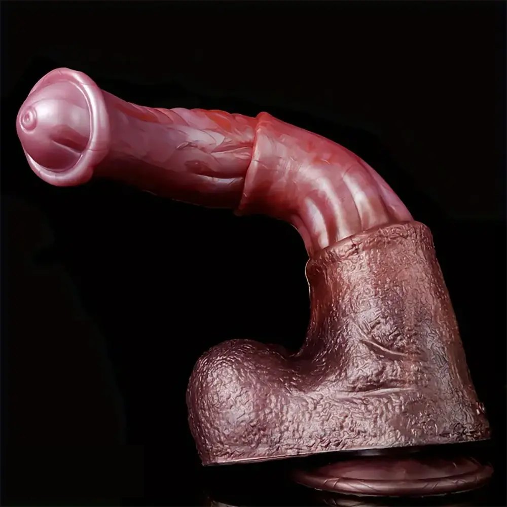 Knotted ribbed silicone horse dildo, photo 4