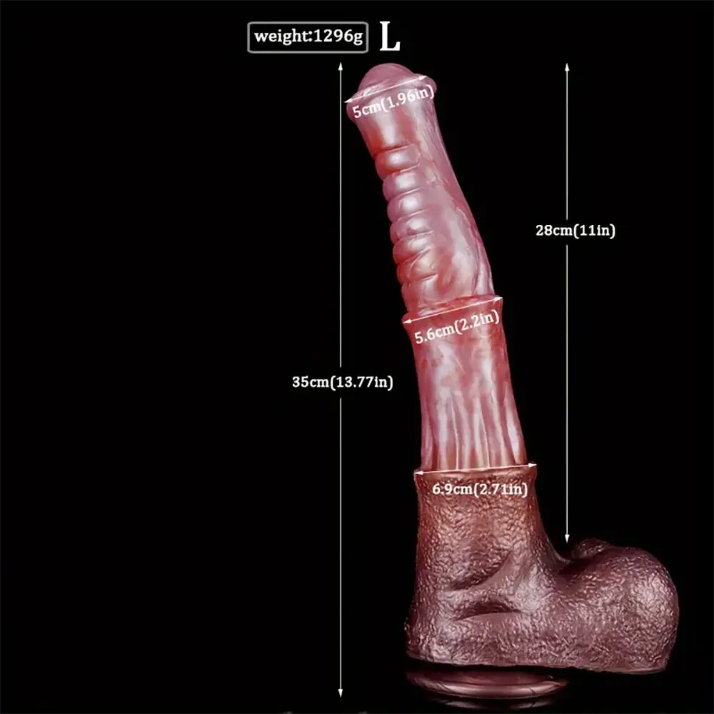 Knotted ribbed silicone horse dildo, photo 5
