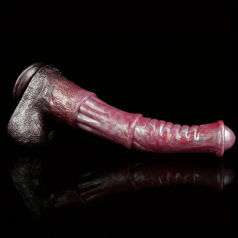 Knotted ribbed silicone horse dildo, photo 7