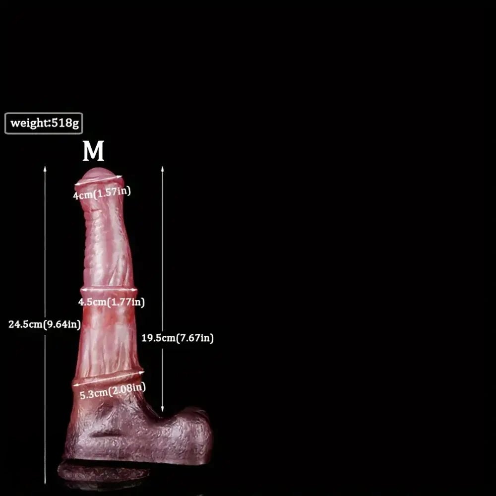Knotted ribbed silicone horse dildo, photo 9