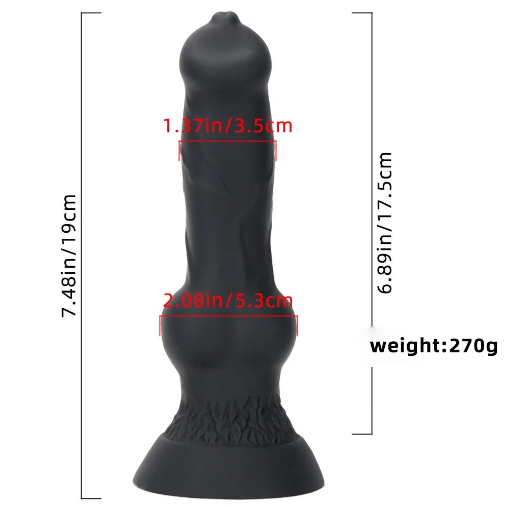 #1 knotted animal-style silicone dildo with suction cup base