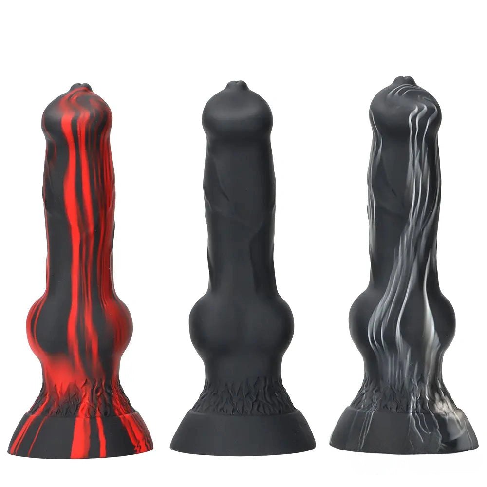 Knotted animal-style silicone dildo with suction cup base, photo 1