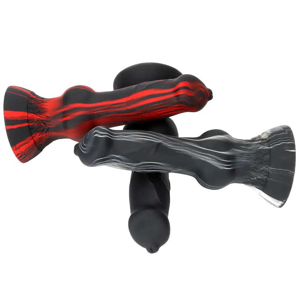 Knotted animal-style silicone dildo with suction cup base, photo 10