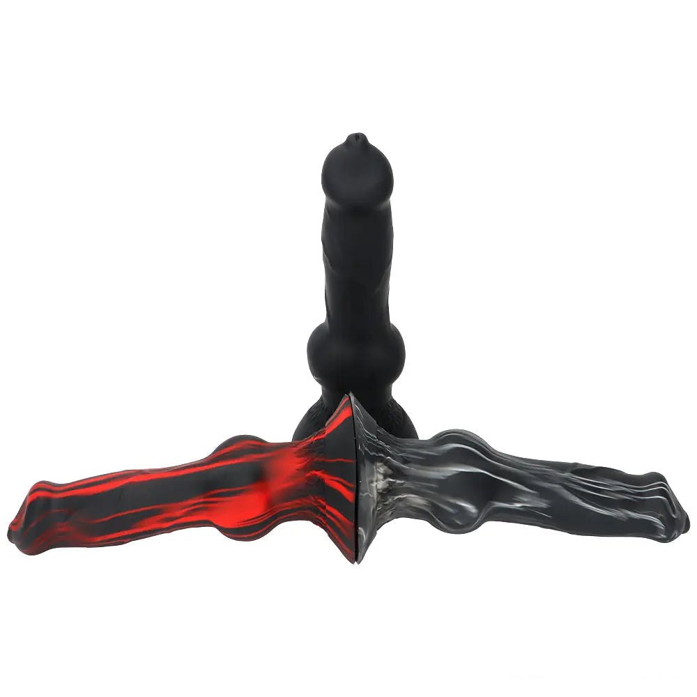 Knotted animal-style silicone dildo with suction cup base, photo 11