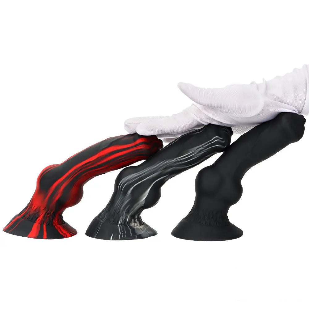 Knotted animal-style silicone dildo with suction cup base, photo 12