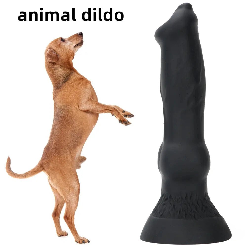 Knotted animal-style silicone dildo with suction cup base, photo 4