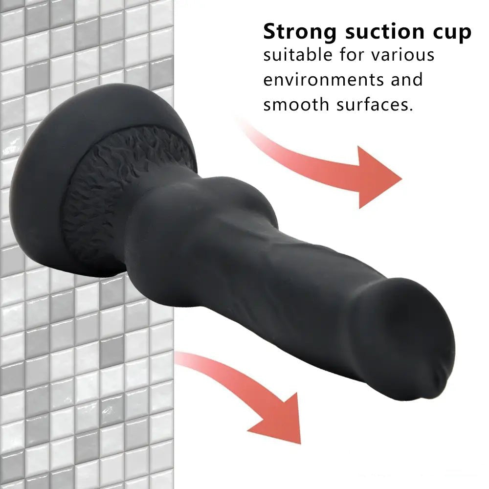 Knotted animal-style silicone dildo with suction cup base, photo 5