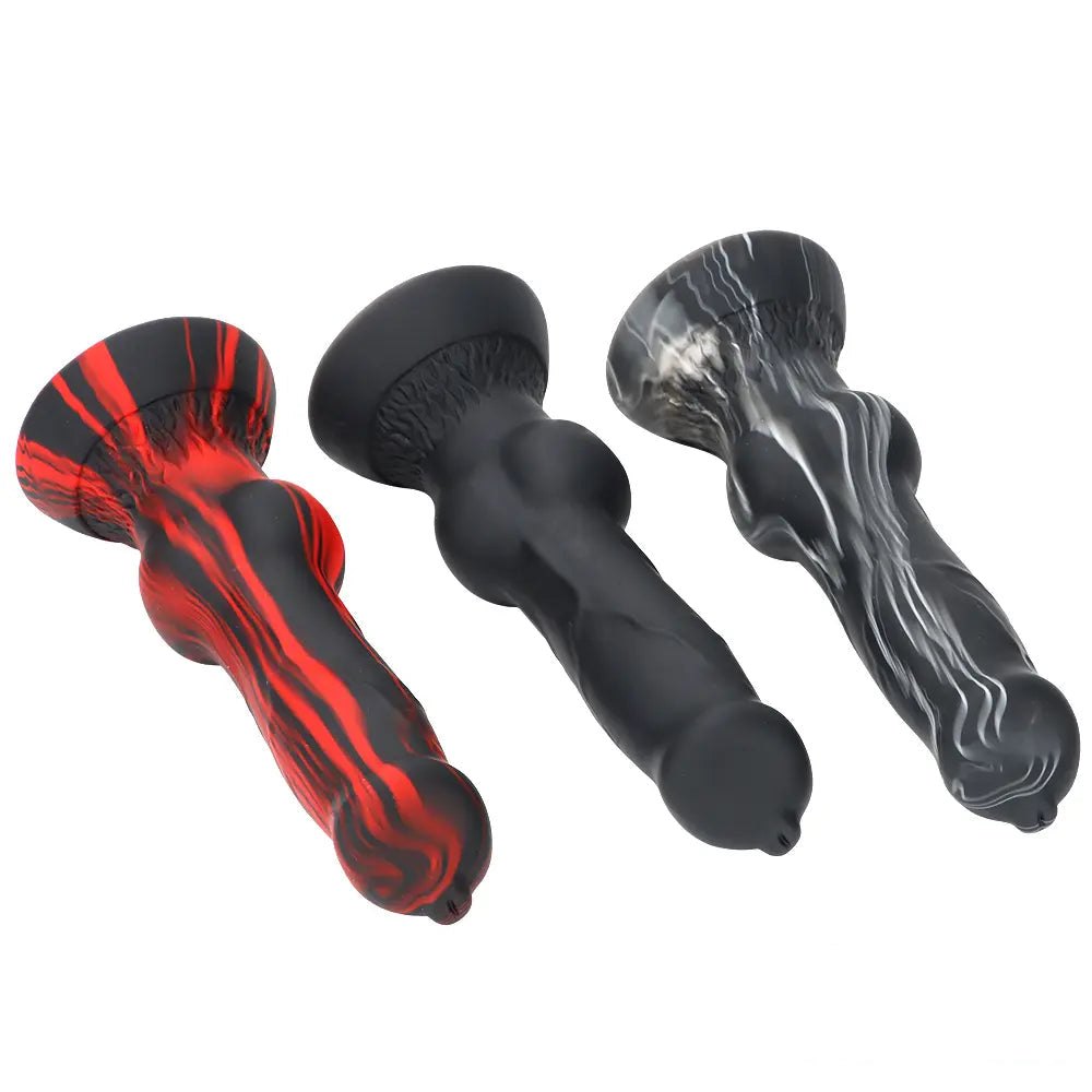 Knotted animal-style silicone dildo with suction cup base, photo 8