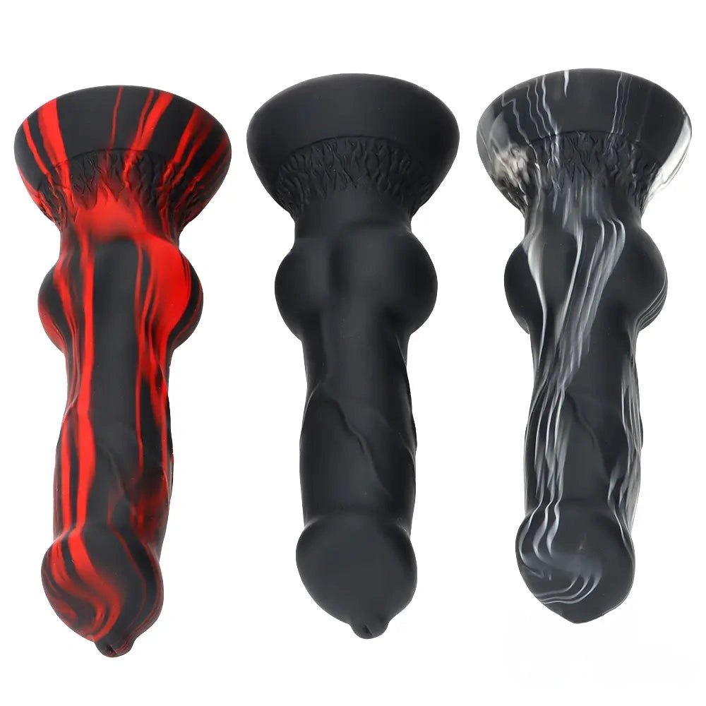 Knotted animal-style silicone dildo with suction cup base, photo 9