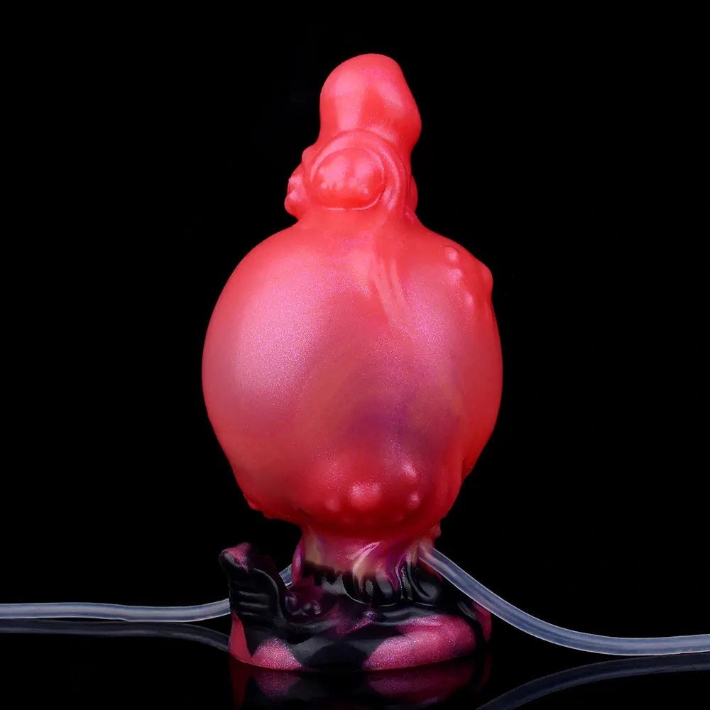 Red knotted silicone fantasy dildo, photo 11