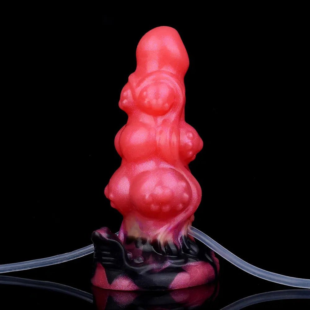 Red knotted silicone fantasy dildo, photo 13