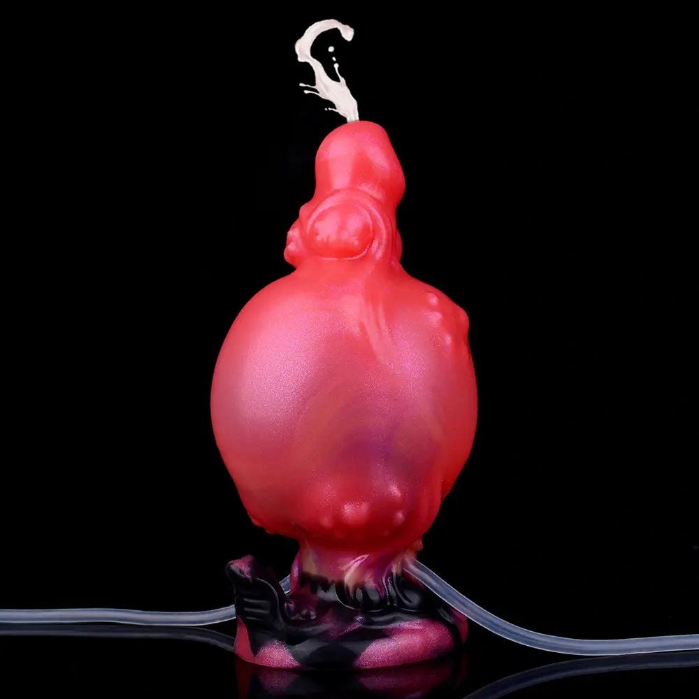 Red knotted silicone fantasy dildo, photo 6