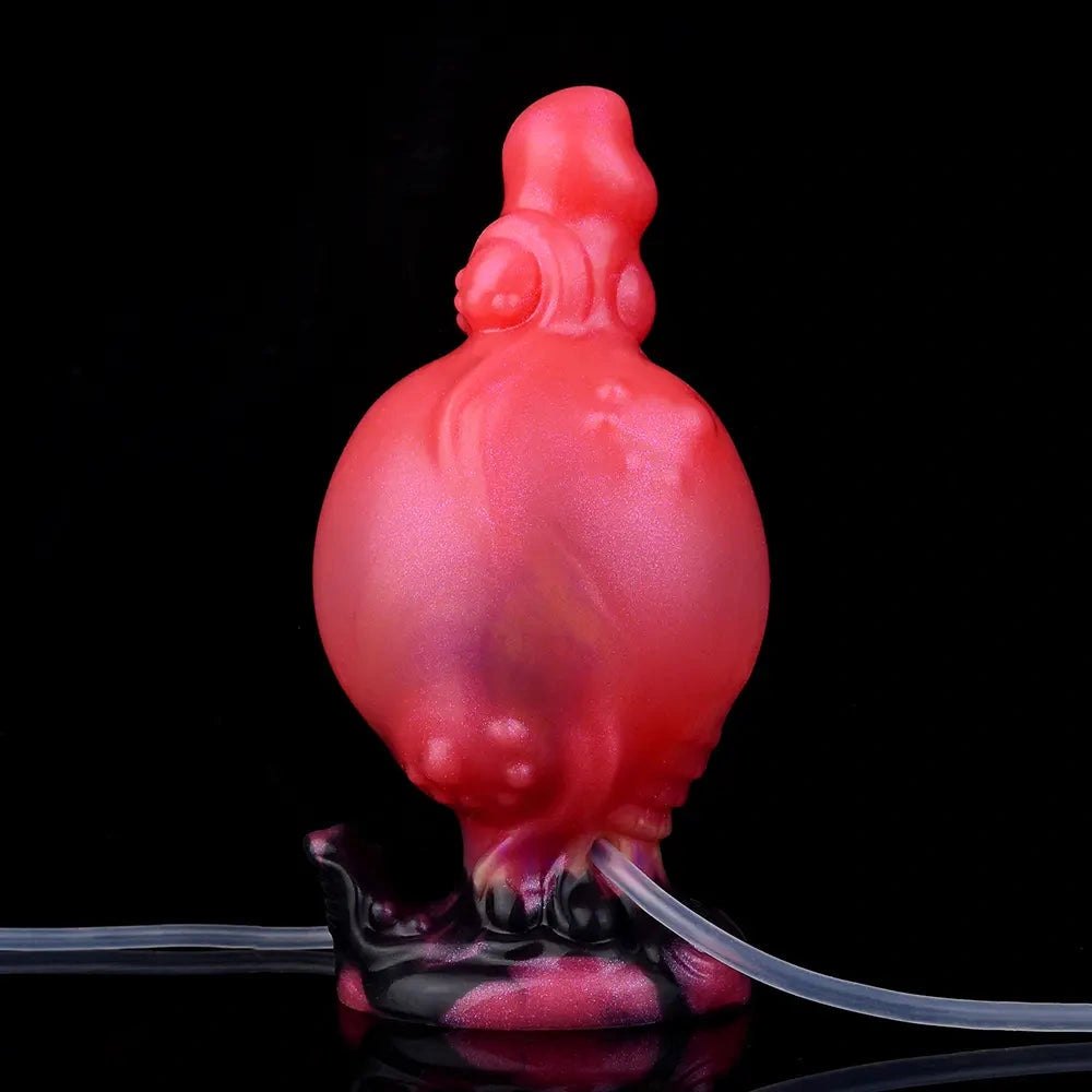 Red knotted silicone fantasy dildo, photo 8
