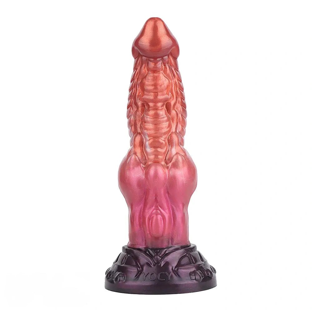 Knotted animal silicone dildo with ribbed veined shaft, photo 2
