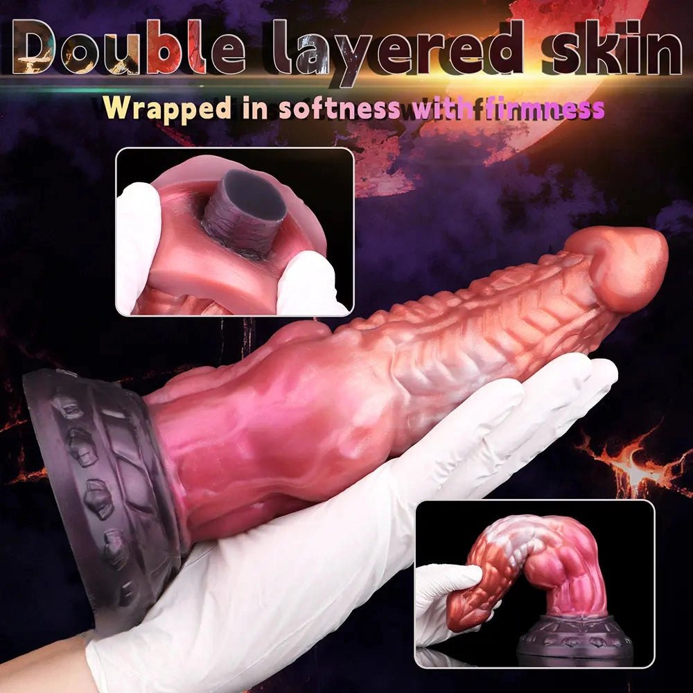 Knotted animal silicone dildo with ribbed veined shaft, photo 3